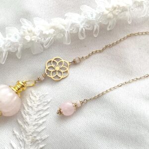 Pendule divinatoire Graine de vie & Quartz rose
