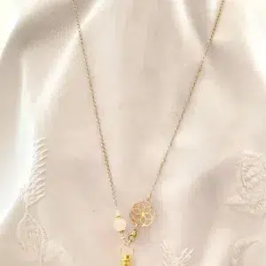 collier cristal 2 Collier pendule divinatoire - cristal de roche, fleur de vie en acier