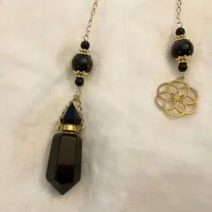 fiole obsidienne 3 Pendule de divination avec Fiole en Obsidienne et Fleur de vie