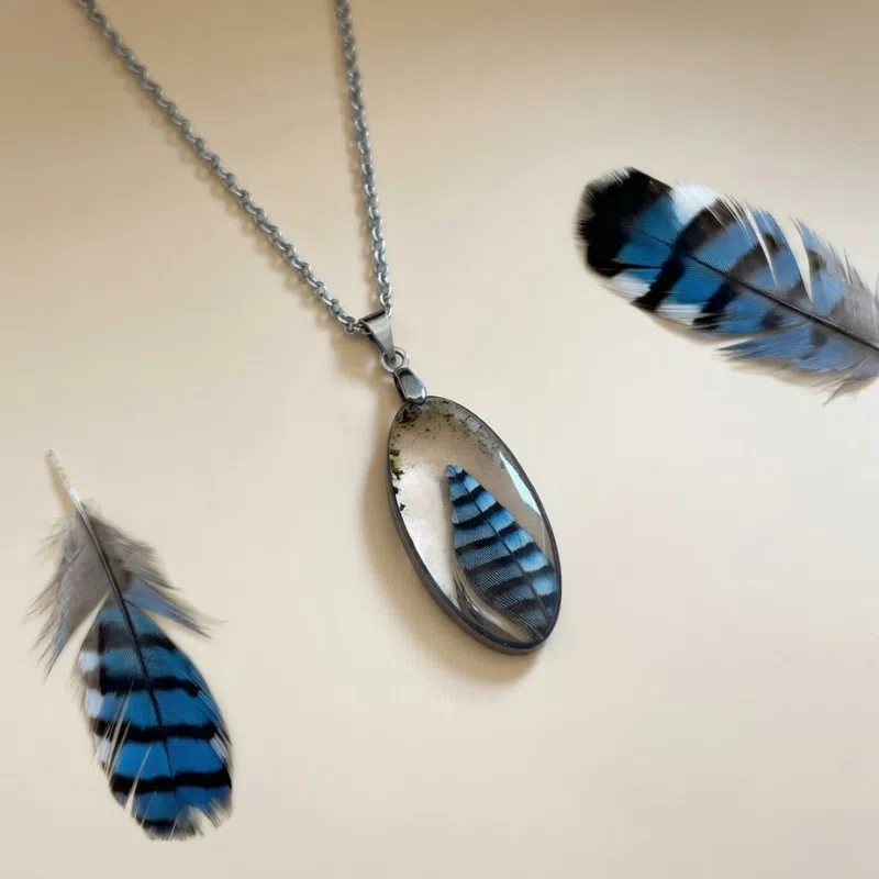 Collier "Plume d'Azur" - Collection Vestiges aériens