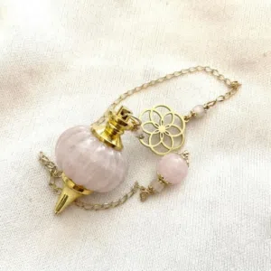 Pendule de divination en quartz rose