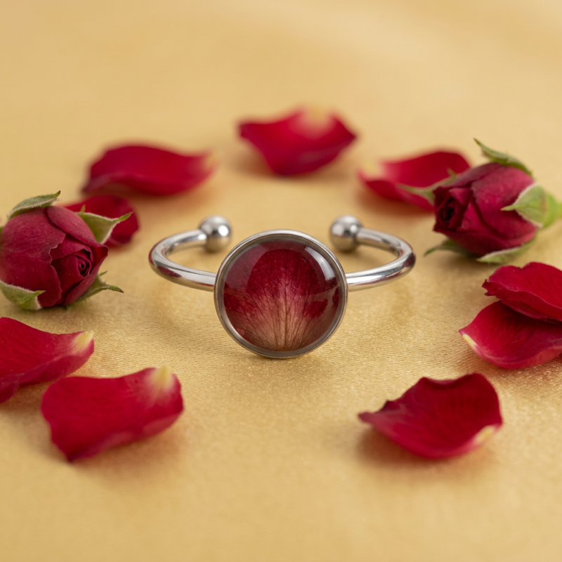 Bague « Mémoire de rose » - Collection Herbier figé