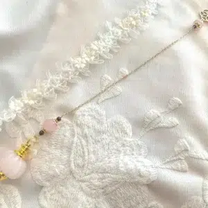 Pendule de divination en Quartz rose, Grenat et Fleur de vie