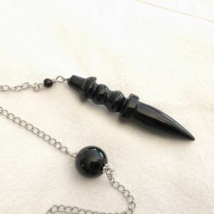 Pendule de Thot en Onyx, Obsidienne et Crâne de corbeau