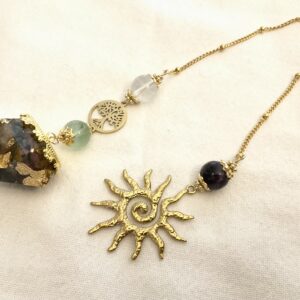 Pendule divinatoire avec Orgonite en Fluorite - fait-main
