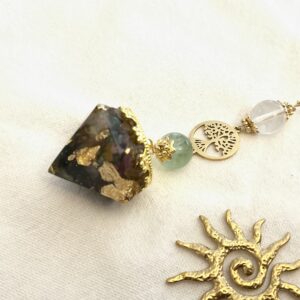 Pendule divinatoire avec Orgonite en Fluorite - fait-main