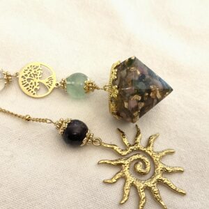 Pendule divinatoire avec Orgonite en Fluorite - fait-main