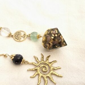 Pendule divinatoire avec Orgonite en Fluorite - fait-main