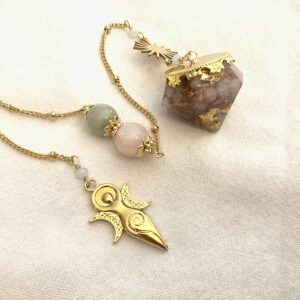 Pendule Divinatoire Orgonite en Morganite - Féminité Sacrée