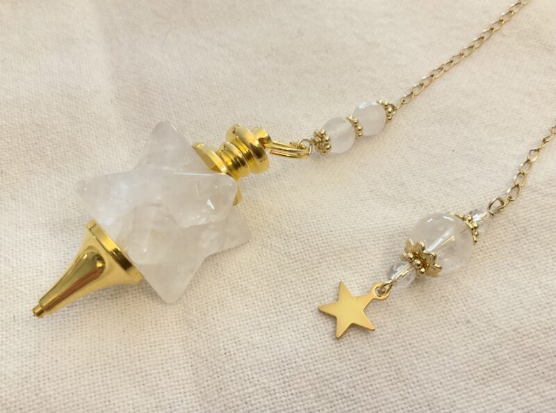 Pendule de divination Merkabah en Cristal de roche