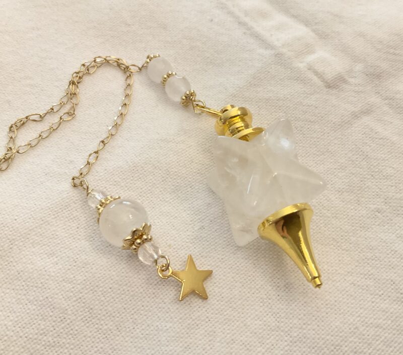 Pendule de divination Merkabah en Cristal de roche