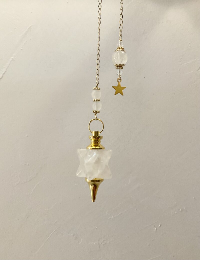 Pendule de divination Merkabah en Cristal de roche