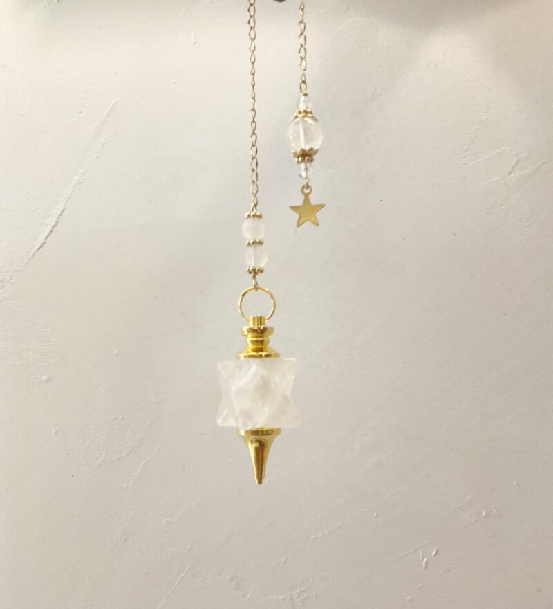 Pendule de divination Merkabah en Cristal de roche