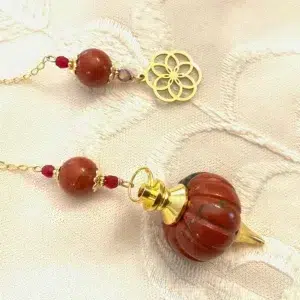 Pendule de divination en Jaspe rouge & Fleur de vie