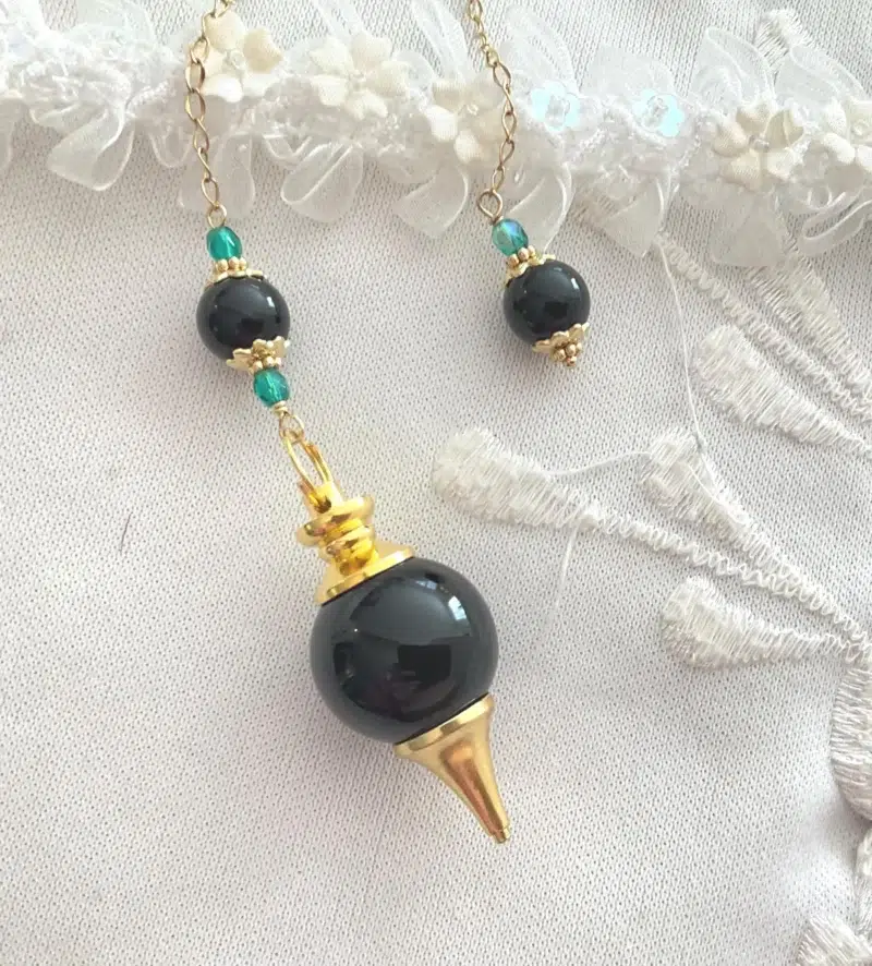 Pendule de radiesthésie sephoroton en Onyx & Obsidienne
