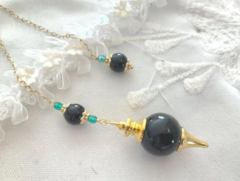 Pendule de radiesthésie sephoroton en Onyx & Obsidienne
