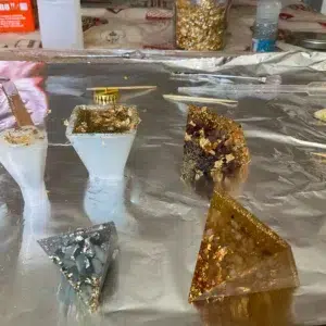 Pendule divinatoire avec Orgonite en Fluorite - fait-main