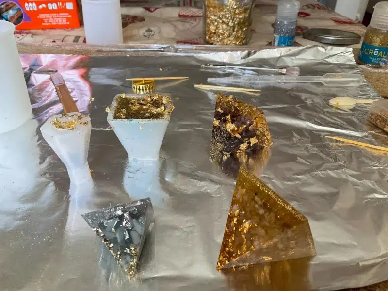 Pendule divinatoire avec Orgonite en Fluorite - fait-main