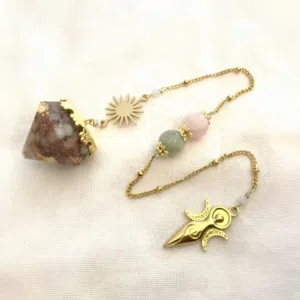 Pendule Divinatoire Orgonite en Morganite - Féminité Sacrée