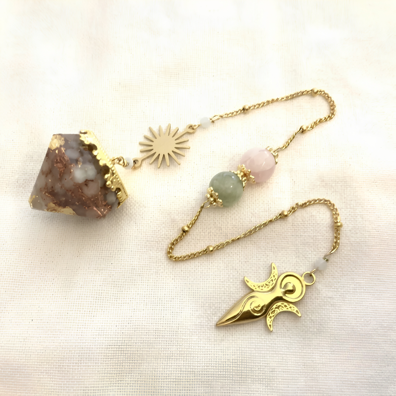 Pendule Divinatoire Orgonite en Morganite - Féminité Sacrée