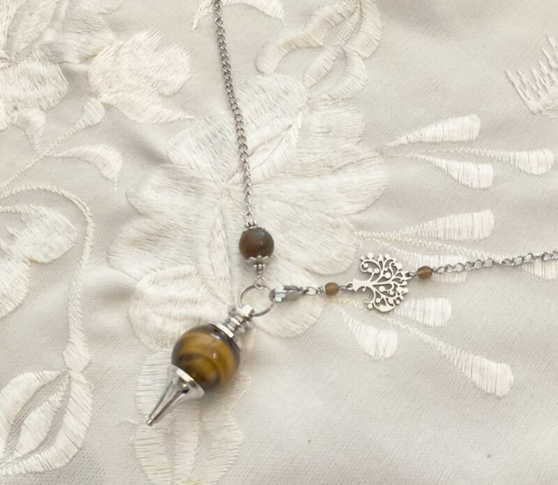 Collier Pendule séphoroton Oeil de tigre et Arbre de vie