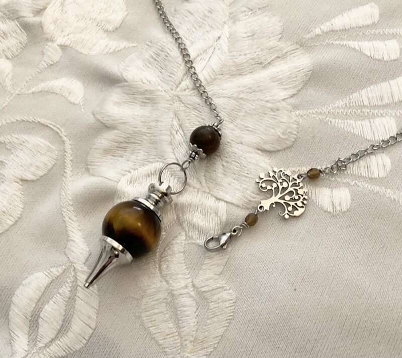 Collier Pendule séphoroton Oeil de tigre et Arbre de vie