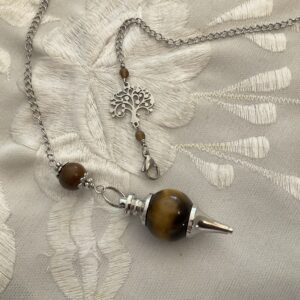 Collier Pendule séphoroton Oeil de tigre et Arbre de vie
