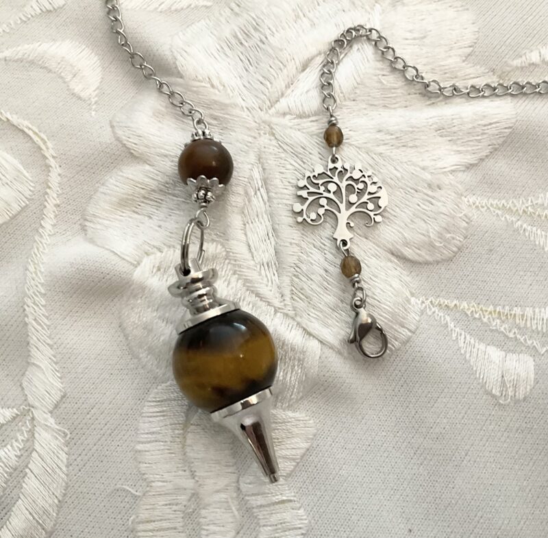 Collier Pendule séphoroton Oeil de tigre et Arbre de vie