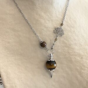 Collier Pendule séphoroton Oeil de tigre et Arbre de vie
