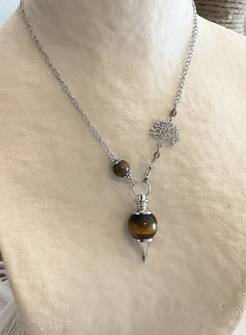 Collier Pendule séphoroton Oeil de tigre et Arbre de vie