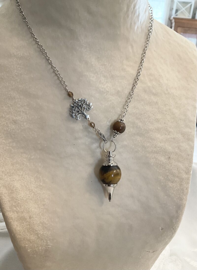 Collier Pendule séphoroton Oeil de tigre et Arbre de vie