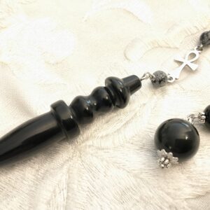 Pendule de Thot en obsidienne et Croix d'ankh
