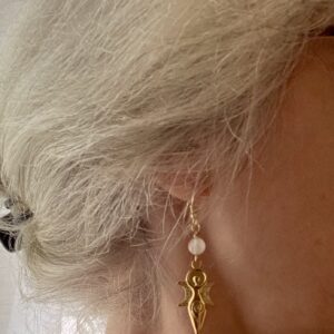 Boucles d’oreilles Triple déesse en Cristal de roche