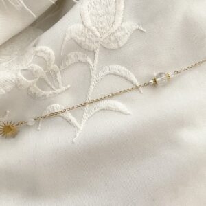 Pendule divinatoire en Quartz rose, Morganite et Soleil doré en acier inoxydable