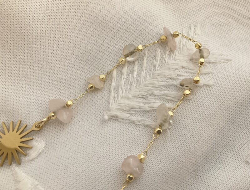 Pendule divinatoire en Cristal de toche et Soleil doré