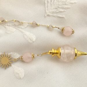 Pendule divinatoire en Cristal de toche et Soleil doré