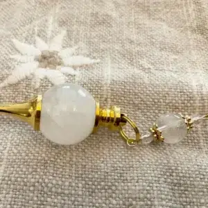 il_fullxfull.7288505675_kvh8 Pendule divinatoire en Cristal de roche et Fleur de vie en acier