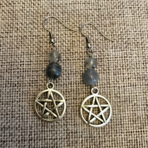 boucles d'oreilles labradorite pentacle