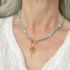 Collier avec perles en jaspe turquoise