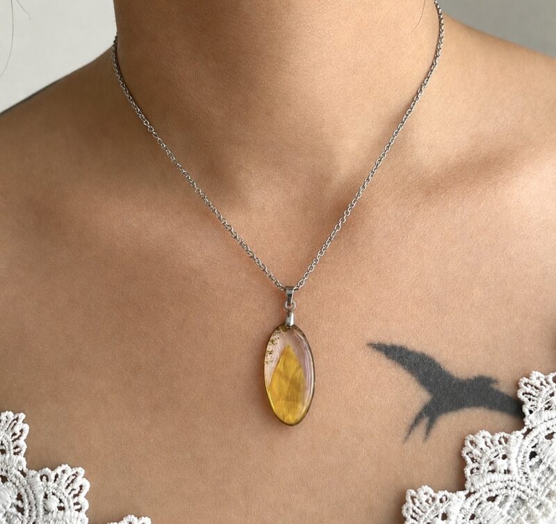 Collier " Lumière de Tournesol " - Collection Herbier figé