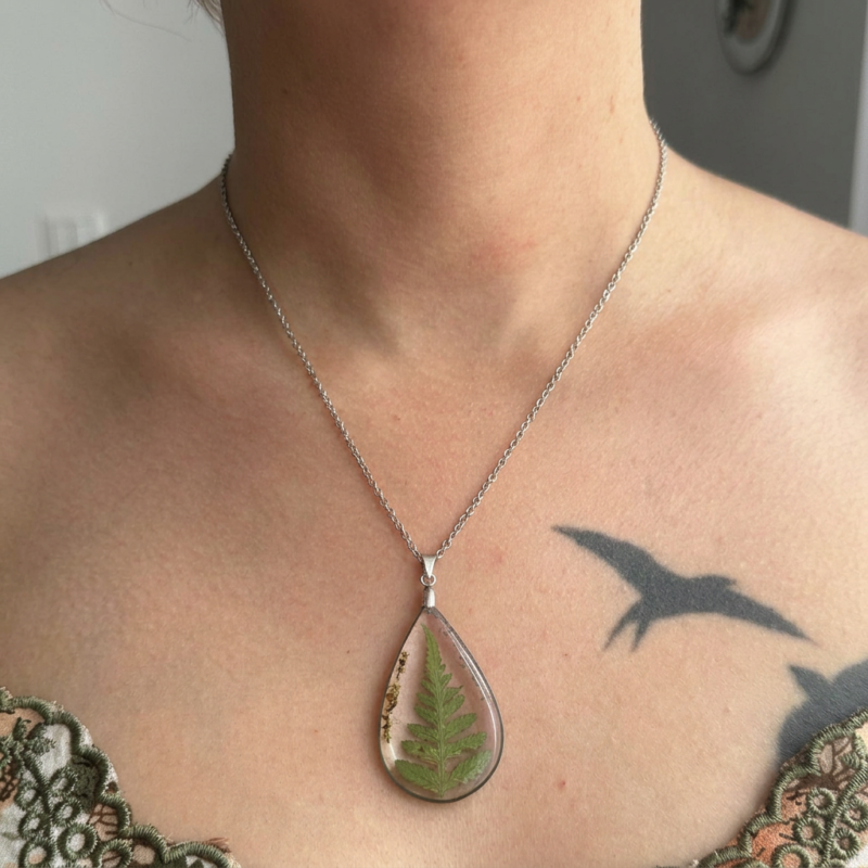 Collier "Éclat de fougère" - Collection Herbier figé