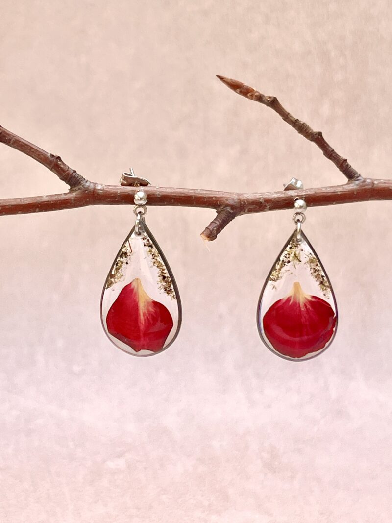 Boucles d'oreilles : "Mémoire de Rose" - Collection Herbier figé