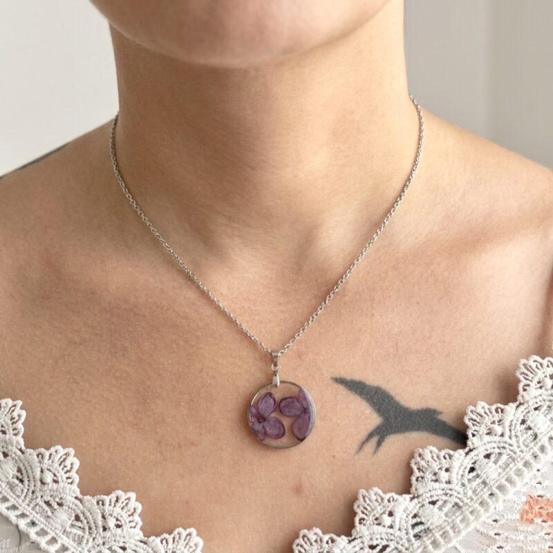 Collier " Âme de Lilas " - Collection Herbier figé