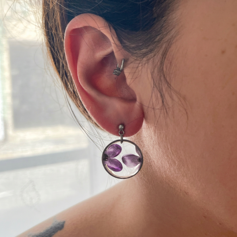 Boucles d'oreilles " Âme de lilas " - Collection Herbier figé