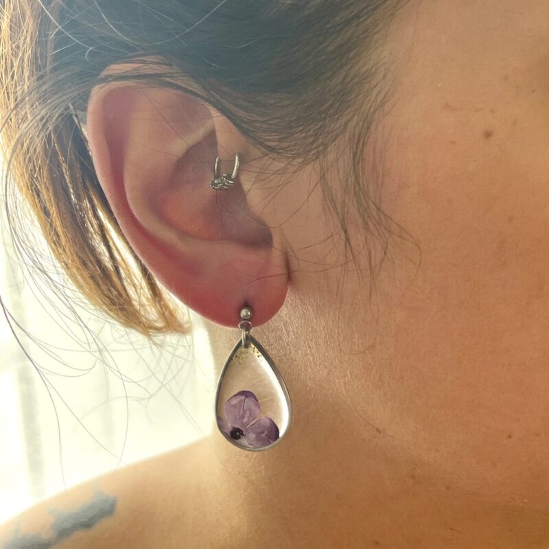 Boucles d'oreilles " Âme de lilas " - Collection Herbier figé