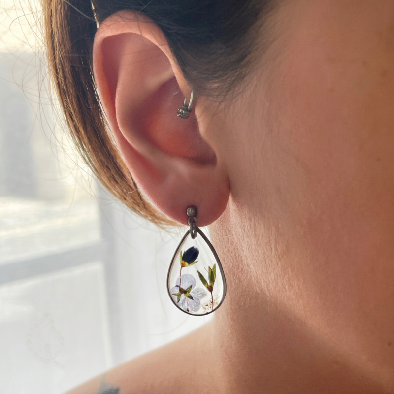 Boucles d'oreilles " Balade de Véronica " - Collection Herbier figé