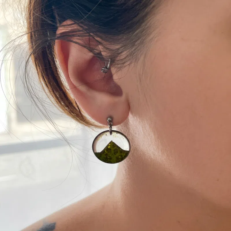 Boucles d'oreilles " Lierre éternel " - Collier Herbier figé