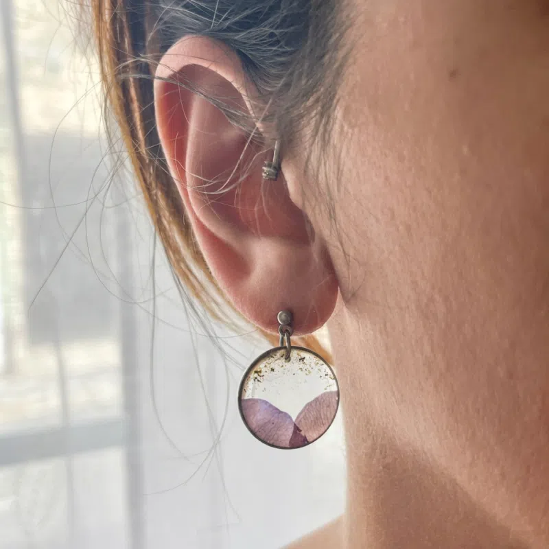 Boucles d'oreilles "Clématite du vent " - Collection Herbier figé