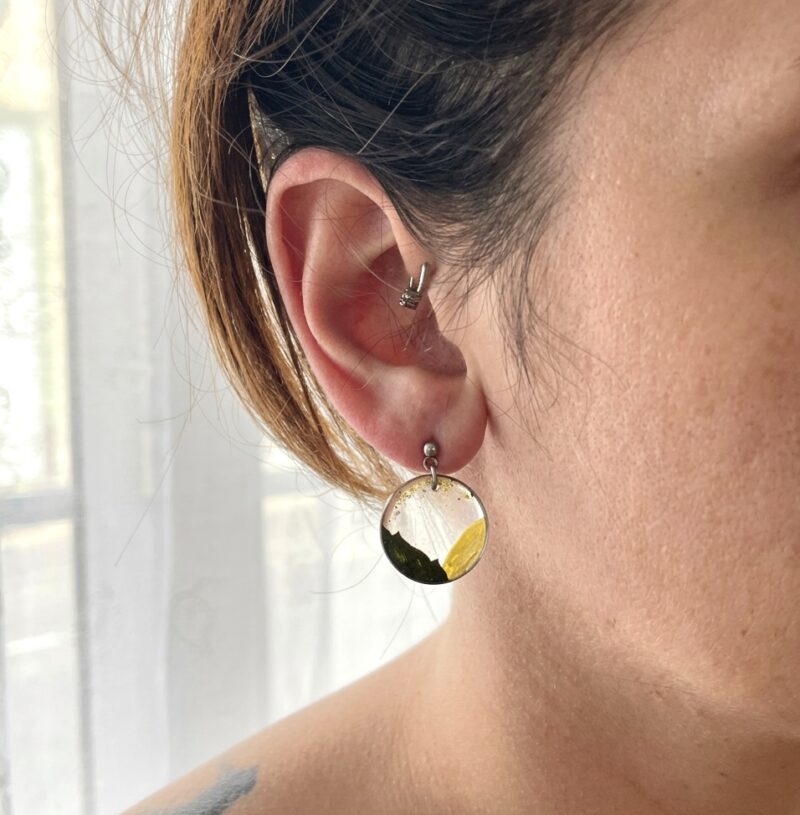 Boucles d'oreilles " Lumière de Tournesol " - Collection Herbier figé