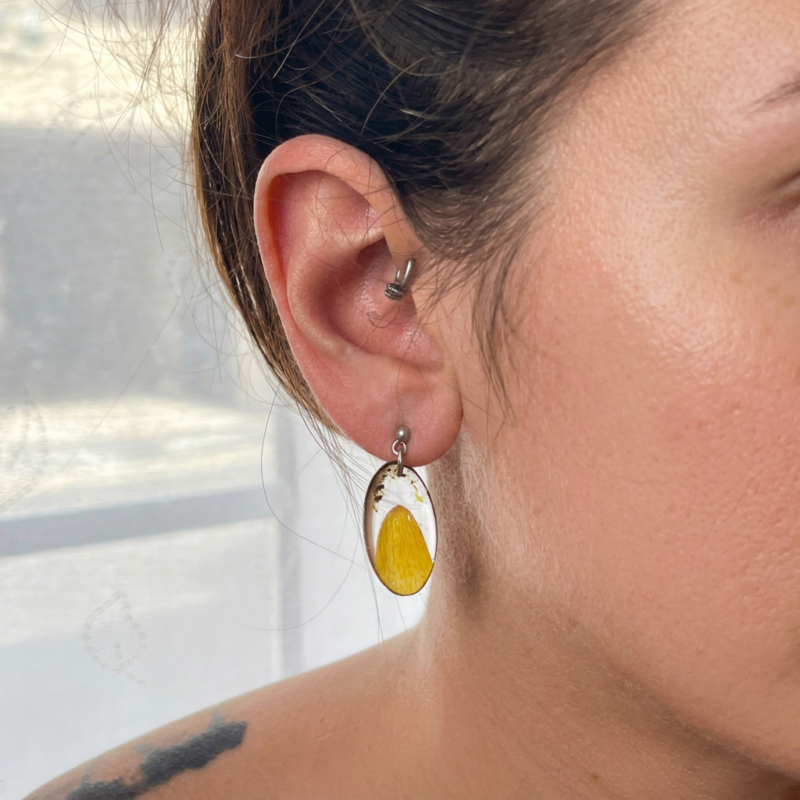 Boucles d'oreilles " Lumière de Tournesol " - Collection Herbier figé